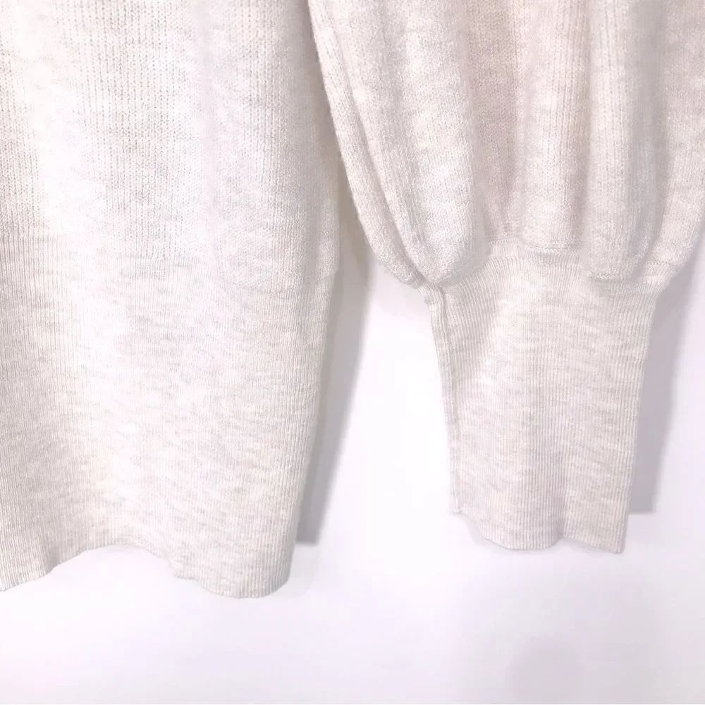 Evri NEW Cream Puff Sleeve Ribbed Knit Crew Neck Sweater - Picture 8 of 13